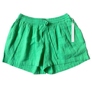 Caslon High Waist Vibrant Green Cotton Drawstring Shorts S Summer Casual Lounge